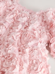 Pink 3D Floral Occasion Dress (3-14yrs) - Image 3 of 4