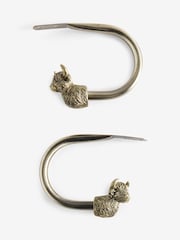 Set of 2 Antique Brass Hamish The Highland Cow Curtain Holdbacks - Image 3 of 3