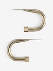 Set of 2 Antique Brass Curved Stud Curtain Holdbacks - Image 2 of 2