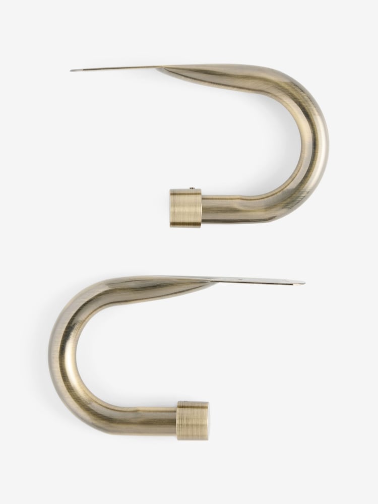 Set of 2 Antique Brass Curved Stud Curtain Holdbacks - Image 2 of 2