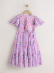 بنفسجي فاتح - Floral Embellished Top and Skirt Lehenga Set (3-16yrs) - صورة 5 من 8