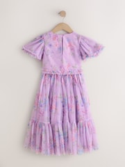 بنفسجي فاتح - Floral Embellished Top and Skirt Lehenga Set (3-16yrs) - صورة 6 من 8