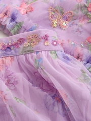 بنفسجي فاتح - Floral Embellished Top and Skirt Lehenga Set (3-16yrs) - صورة 8 من 8