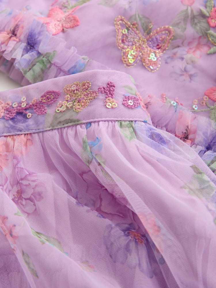 بنفسجي فاتح - Floral Embellished Top and Skirt Lehenga Set (3-16yrs) - صورة 8 من 8 بنفسجي فاتح - Floral Embellished Top and Skirt Lehenga Set (3-16yrs) - صورة 8 من 8