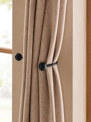 Black Set of 2 Double Ball Curtain Holdbacks - Image 1 of 2