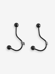 Black Set of 2 Double Ball Curtain Holdbacks - Image 2 of 2