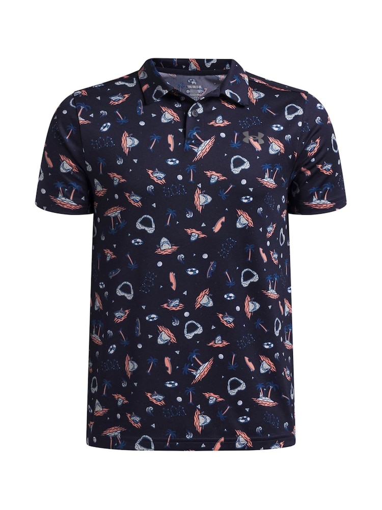 Under Armour Navy/Pink Matchplay Printed Polo Shirt - Image 1 of 3