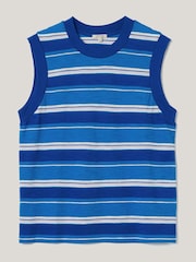 Jigsaw Blue Cotton Slub Multi Stripe Tank Top - Image 1 of 1