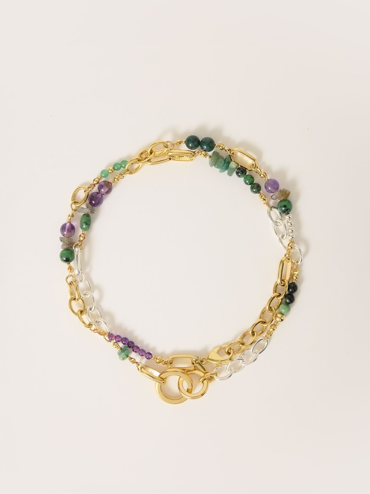 Jigsaw Gold Tone Multi Wear Mixed Bead Necklace - Image 1 of 6