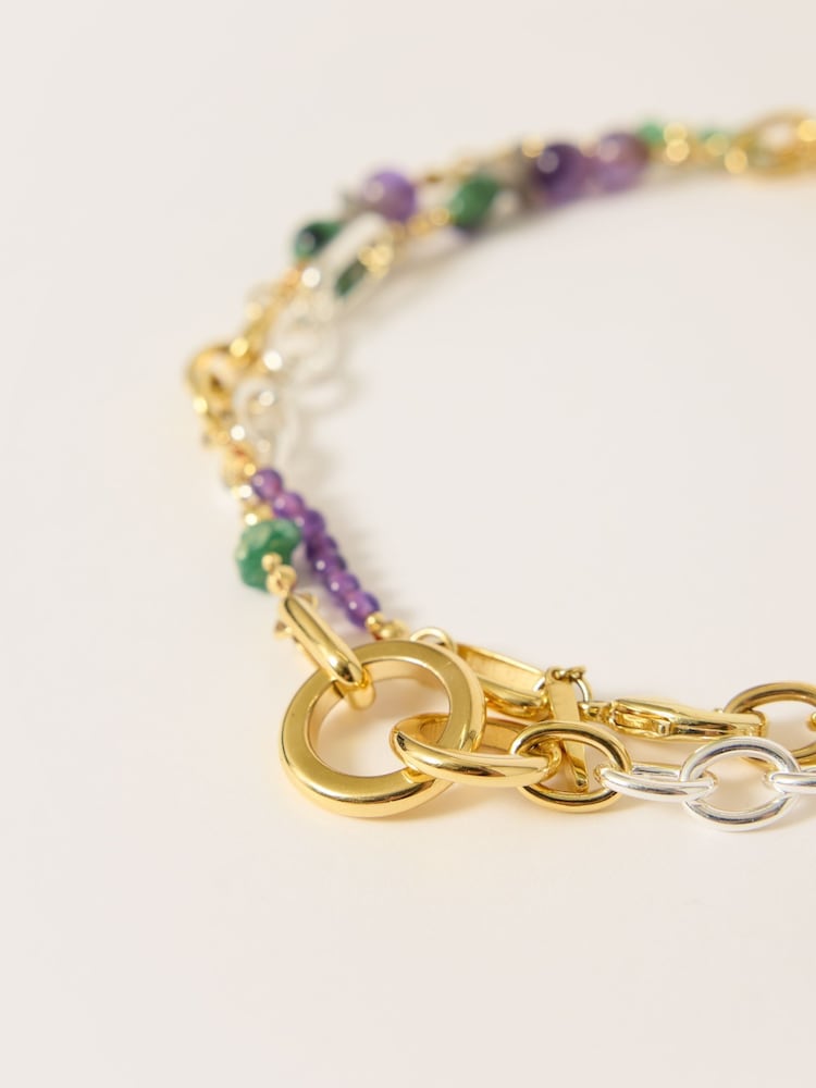 Jigsaw Gold Tone Multi Wear Mixed Bead Necklace - Image 2 of 6