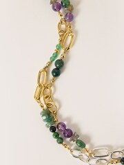 Jigsaw Gold Tone Multi Wear Mixed Bead Necklace - Image 3 of 6