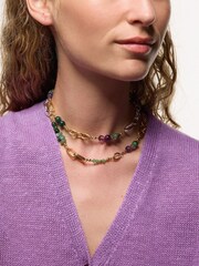 Jigsaw Gold Tone Multi Wear Mixed Bead Necklace - Image 5 of 6