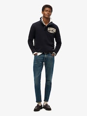Superdry Blue Vintage Athletic Henley Sweatshirt - Image 1 of 4