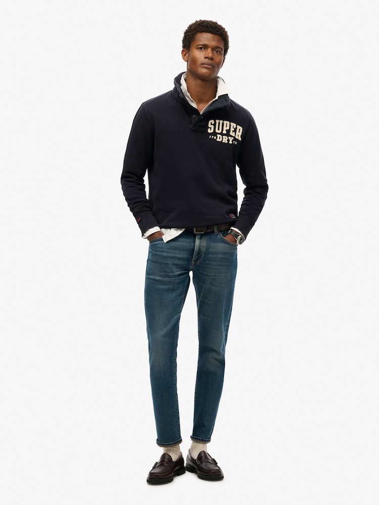 Superdry Blue Vintage Athletic Henley Sweatshirt - Image 1 of 4