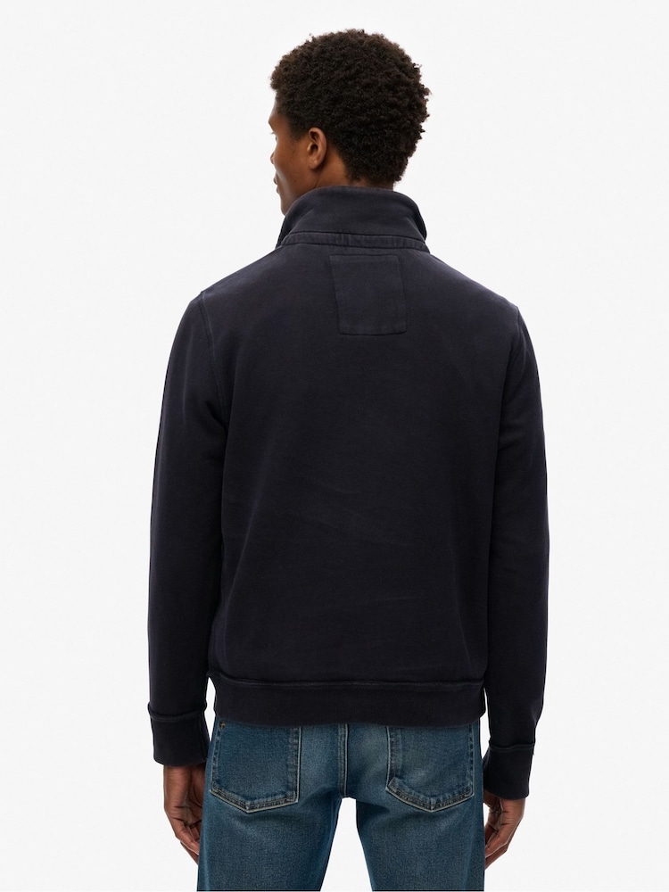 Superdry Blue Vintage Athletic Henley Sweatshirt - Image 2 of 4