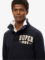 Superdry Blue Vintage Athletic Henley Sweatshirt - Image 3 of 4