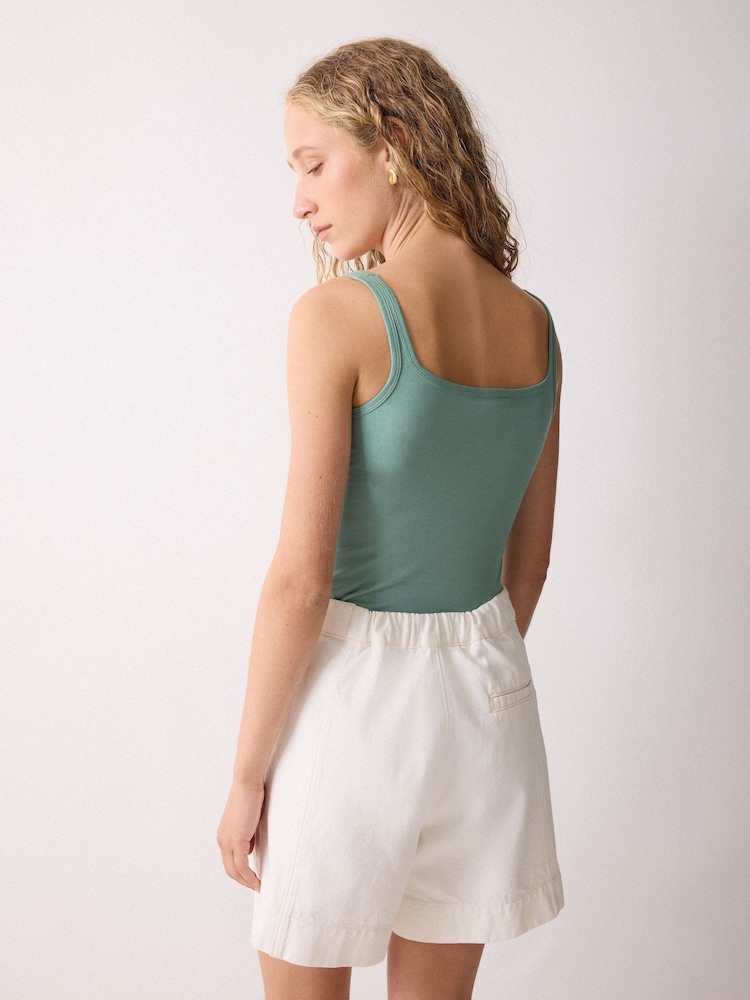 Jigsaw Green Square Neck Layering Tank - Image 2 of 5 Jigsaw Green Square Neck Layering Tank - Image 2 of 5