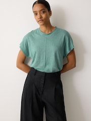 Jigsaw Green Linen Drape Sleeve Top - Image 1 of 4