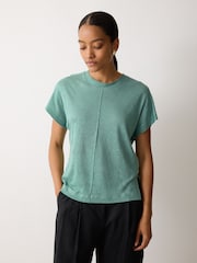 Jigsaw Green Linen Drape Sleeve Top - Image 3 of 4