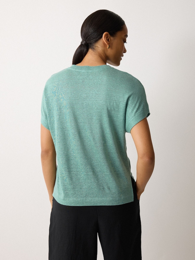 Jigsaw Green Linen Drape Sleeve Top - Image 4 of 4 Jigsaw Green Linen Drape Sleeve Top - Image 4 of 4