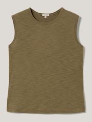 Jigsaw Green Cut Out Cotton Slub Tank Top - Image 5 of 5