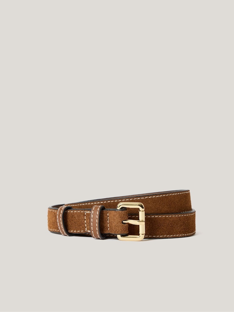 Jigsaw Brown Suede Skinny Belt - Image 2 of 3 Jigsaw Brown Suede Skinny Belt - Image 2 of 3