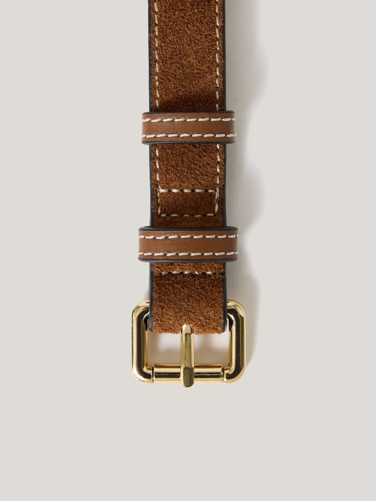 Jigsaw Brown Suede Skinny Belt - Image 3 of 3 Jigsaw Brown Suede Skinny Belt - Image 3 of 3