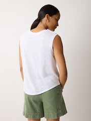 Jigsaw White Linen V-Neck Tank Top - Image 5 of 5