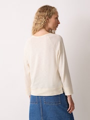 Jigsaw Cream Cotton Luxe Raglan T-Shirt - Image 3 of 5