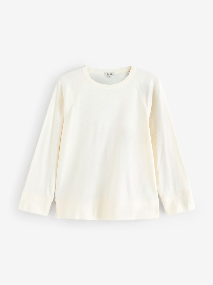 Jigsaw Cream Cotton Luxe Raglan T-Shirt - Image 5 of 5