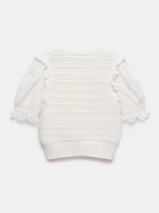 Mint Velvet White Short Sleeve Broderie Cardigan - Image 8 of 8