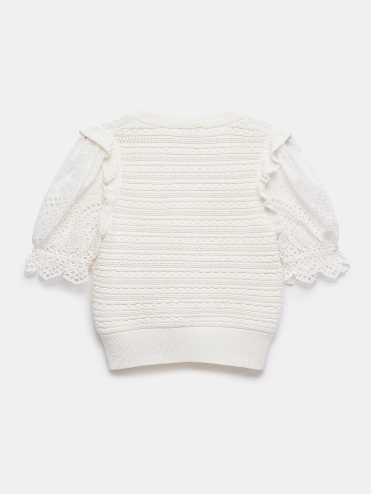 Mint Velvet White Short Sleeve Broderie Cardigan - Image 8 of 8 Mint Velvet White Short Sleeve Broderie Cardigan - Image 8 of 8