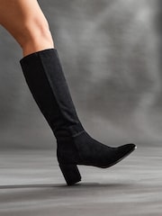 أسود - Linzi Swerve High Leg Block Heeled Boots - صورة 1 من 5