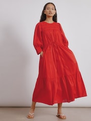 Albaray Orange Embroidered Yoke Dress - Image 1 of 4