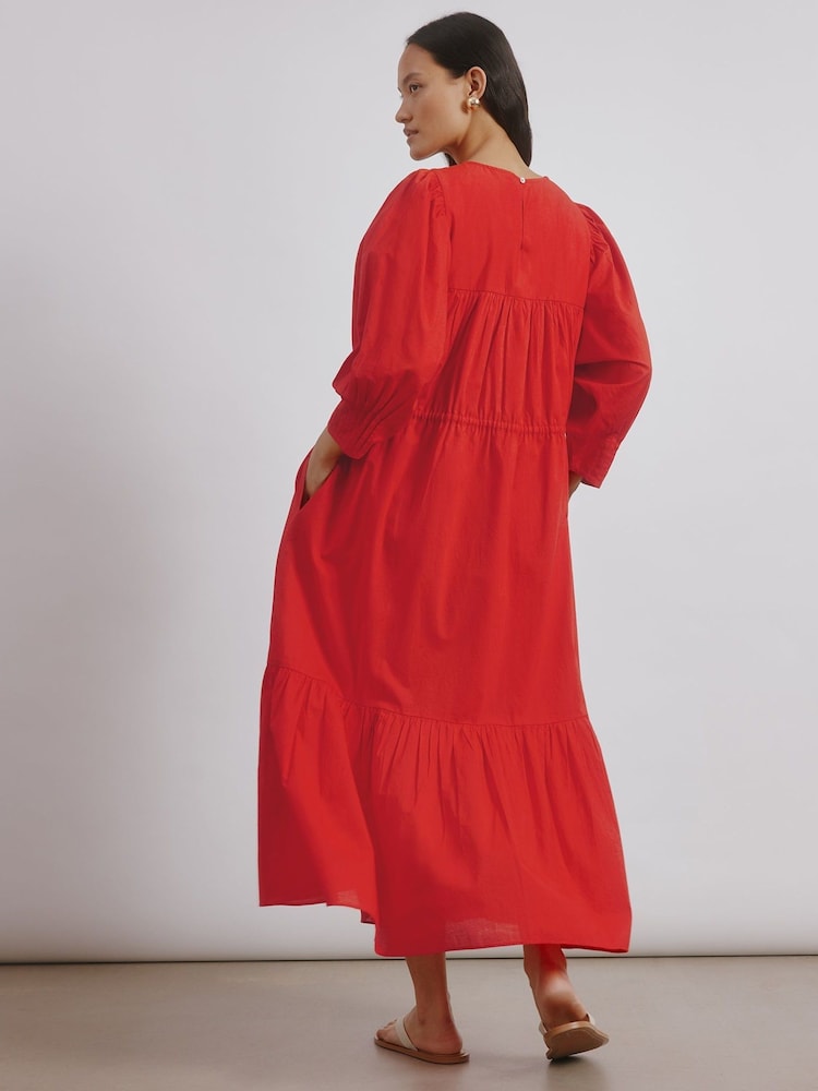 Albaray Orange Embroidered Yoke Dress - Image 2 of 4