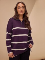 Evans Stripe Zip Detail Jumper - Image 1 of 3