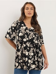 Evans Cream Pleated Swing Blouse - Image 1 of 5
