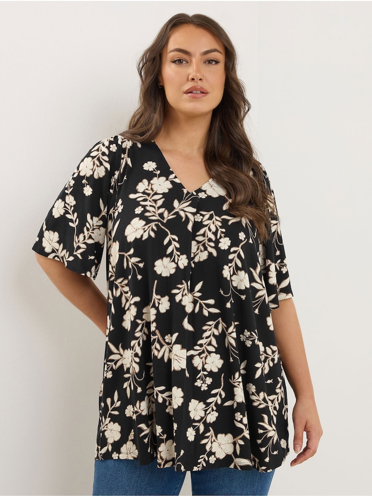 Evans Cream Pleated Swing Blouse - Image 1 of 5