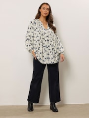 Evans Cream Crinkle Pintuck Boho Top - Image 2 of 5