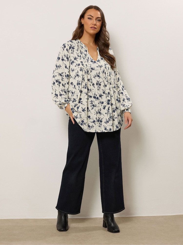 Evans Cream Crinkle Pintuck Boho Top - Image 2 of 5