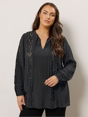 Evans Blue Cutwork Boho Top - Image 1 of 6