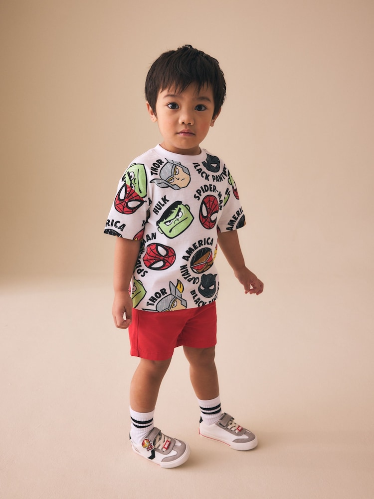 White Marvel Short Sleeve Cotton T-Shirt (3mths-8yrs) - Image 2 of 4