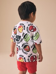 White Marvel Short Sleeve Cotton T-Shirt (3mths-8yrs) - Image 3 of 4