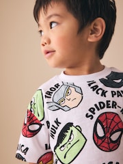 White Marvel Short Sleeve Cotton T-Shirt (3mths-8yrs) - Image 4 of 4