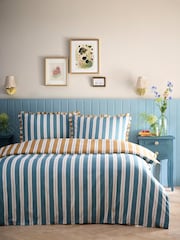 Appletree Teal Eloise Stripe Cotton Duvet Cover Set - Image 1 of 4