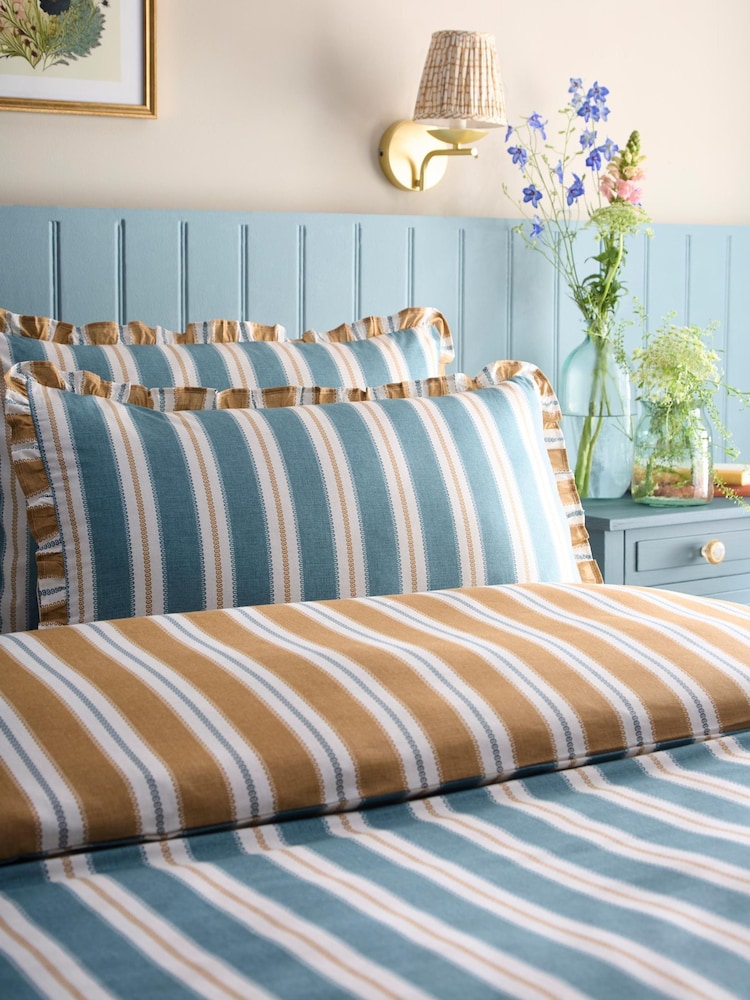 Appletree Teal Eloise Stripe Cotton Duvet Cover Set - Image 2 of 4