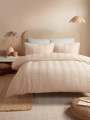 Serene Natural Embossed Curve Textured Duvet Cover Set - Image 1 of 3