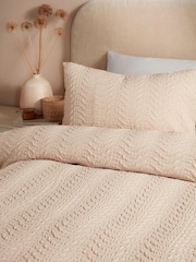 Serene Natural Embossed Curve Textured Duvet Cover Set - Image 2 of 3