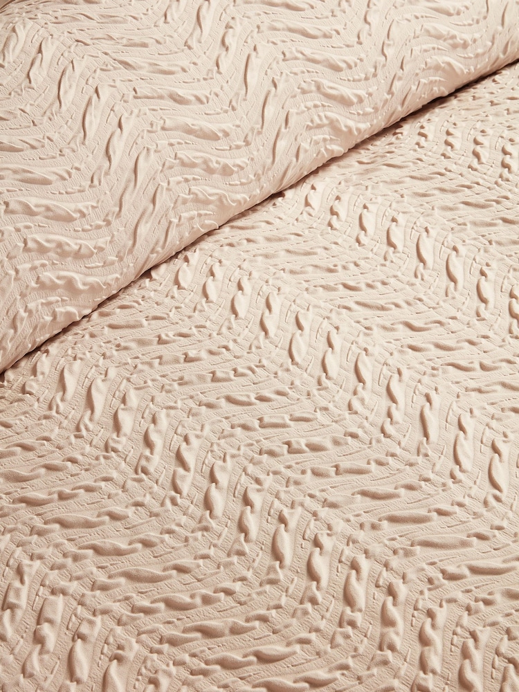 Serene Natural Embossed Curve Textured Duvet Cover Set - Image 3 of 3
