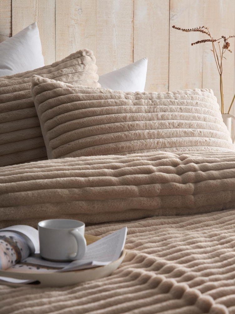 Appletree Natural Morritz Faux Fur Duvet Cover Set - Image 2 of 3